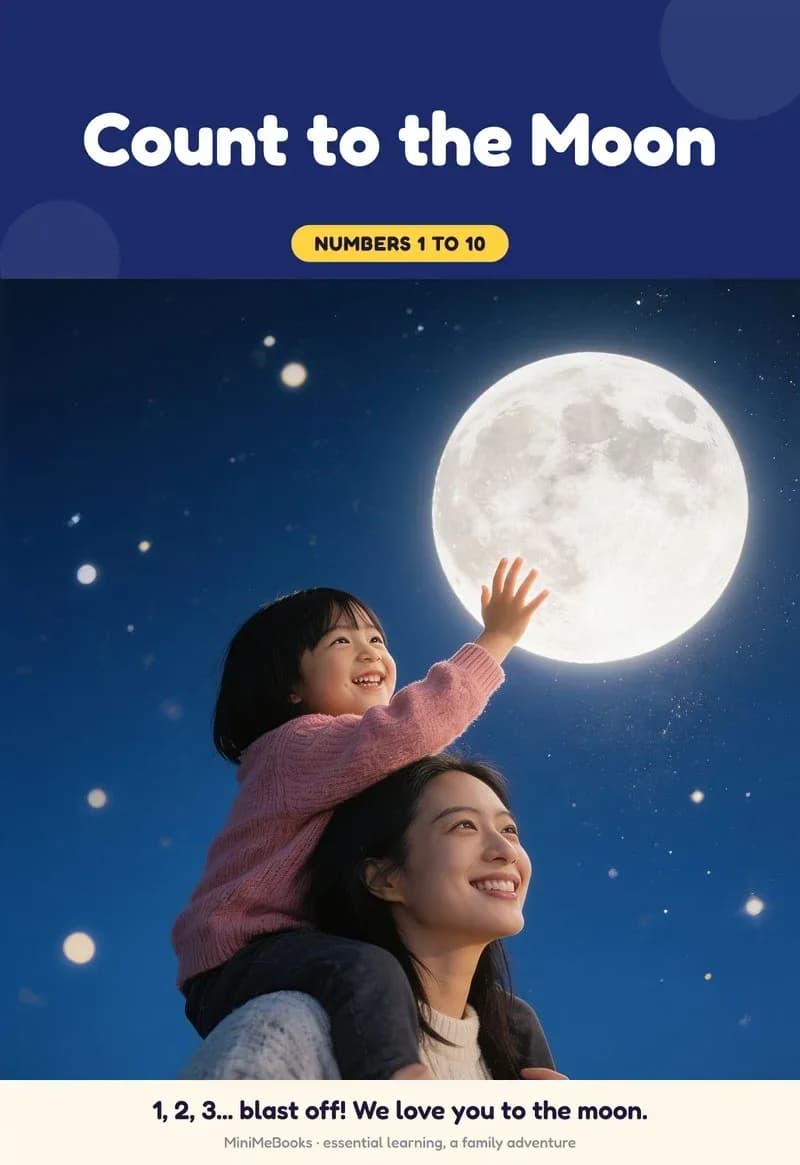The cover of My Counting Book (Count to the Moon), with Mei as the hero